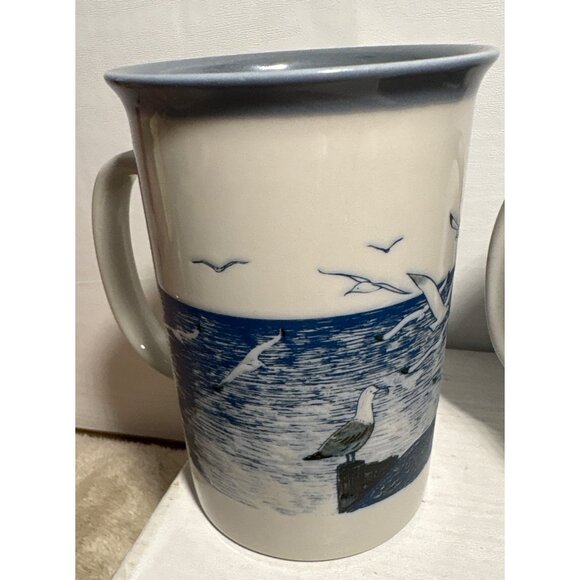 Otagiri Mug Lighthouse Ocean Seagulls Ceramic Cup Japan Set Of 2 Nautical 5" - Picture 4 of 10